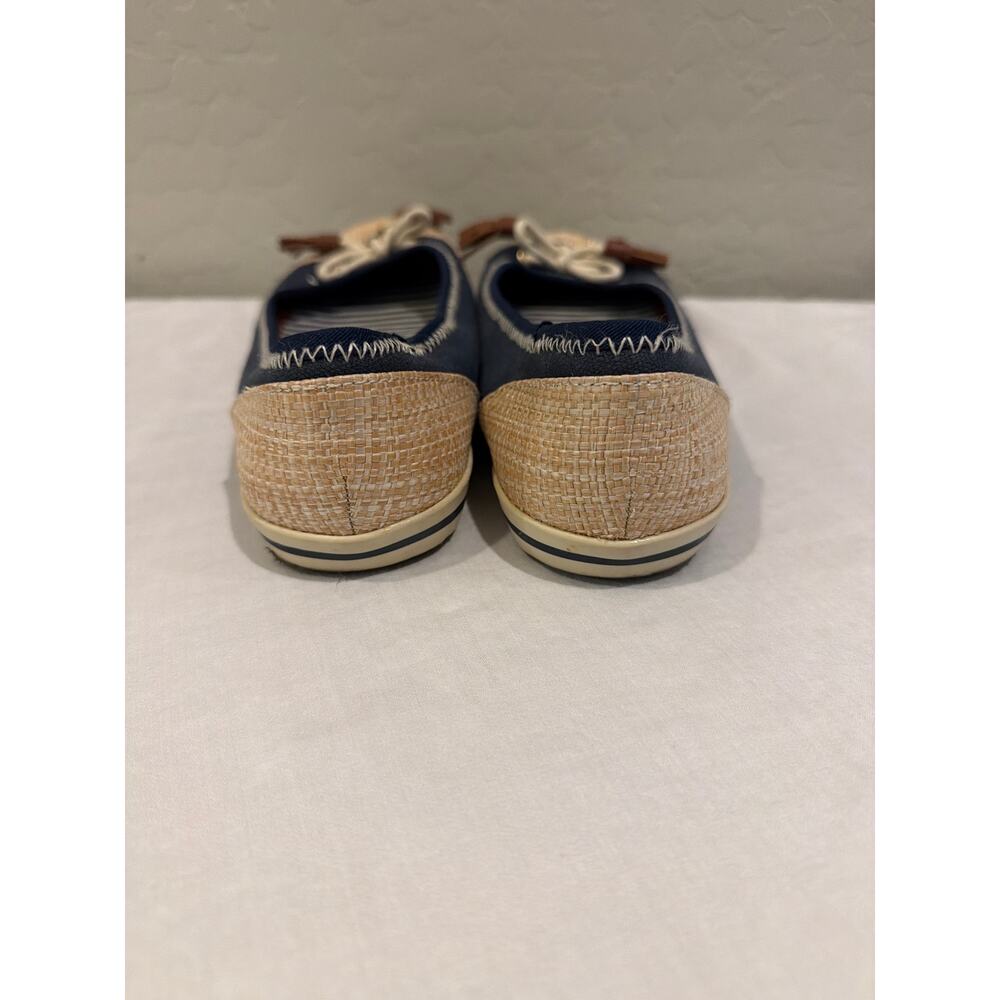 Sebago Womens Ballet Flats Size 8 Navy Raffia Cap Toe Nautical Bow Comfort - Picture 3 of 8